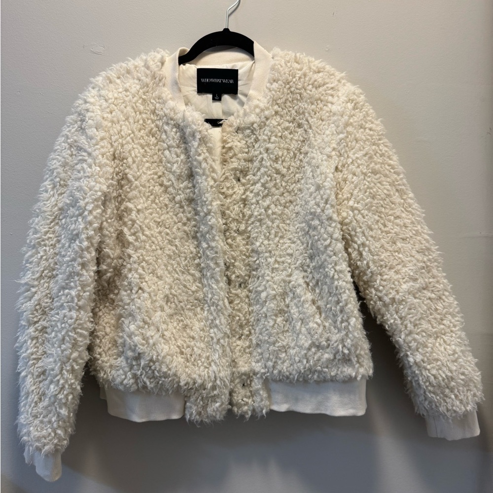 Who What Wear Cream Teddy Jacket